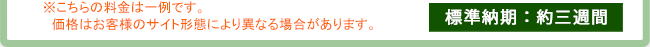 ※こちらの料金は一例です。　価格はお客様のサイト形態により異なる場合があります。【標準納期：約三週間】